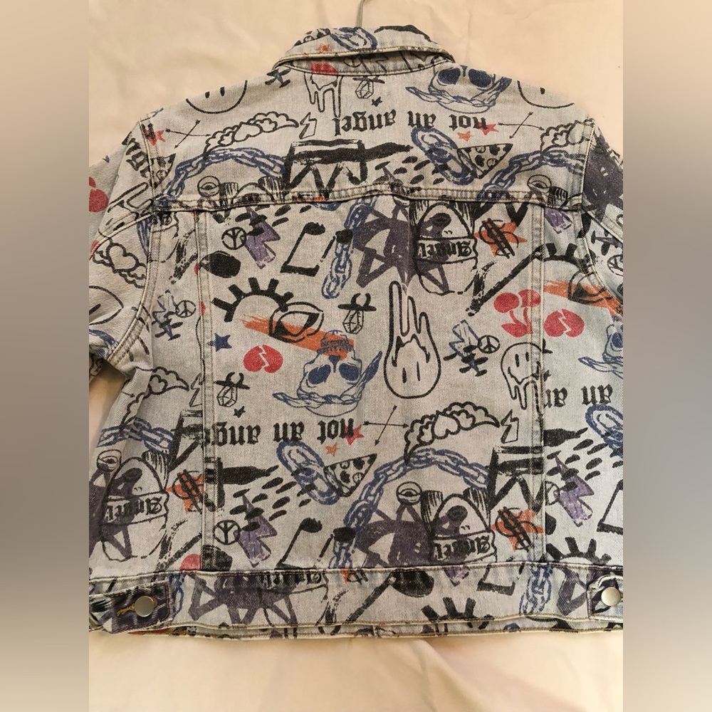 GRAFFITI GRAPHIC DENIM JACKET SIZE: 1X - Picture 3 of 7